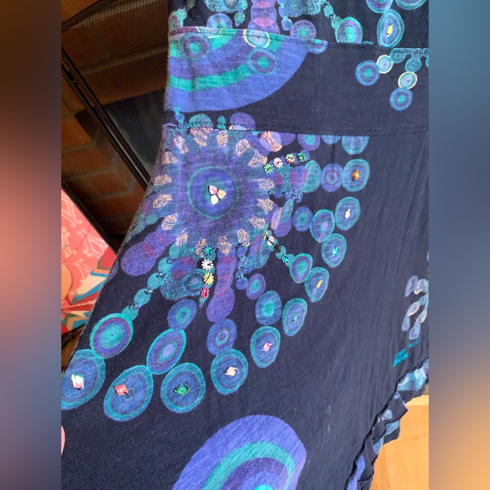 Desigual Long-Sleeve Dress with Beaded Embellishments sz L - Picture 3 of 12